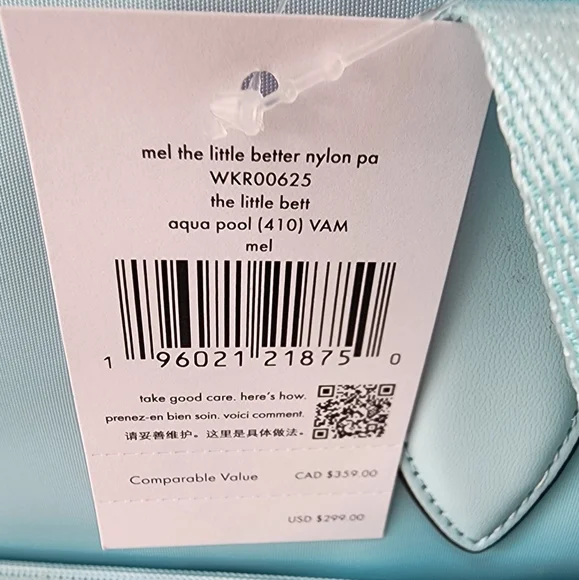 Kate Spade Mel Nylon PACKABLE Tote Aqua Pool Blue - Picture 7 of 12